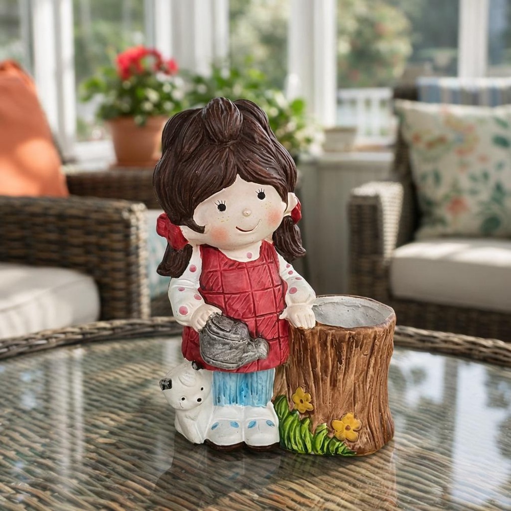 Gentle Treasures Girl Cat Figurine Ceramic Vintage 7x5